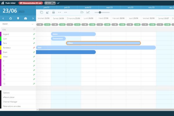 Le planning hôtelier est personnalisable, proposé par XL-ent.